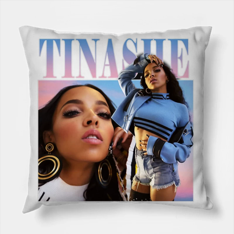 Stylish R&B Album Cover Featuring Modern Fashion and Glamour Portrait Throw Pillow