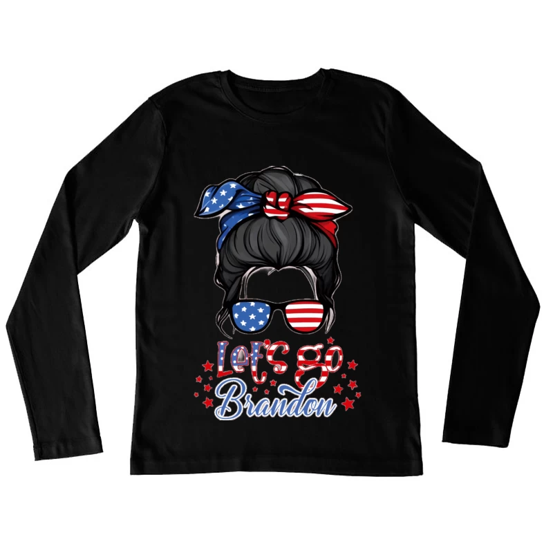Patriotische Frisur mit Sonnenbrille Damen Langarm T-Shirt