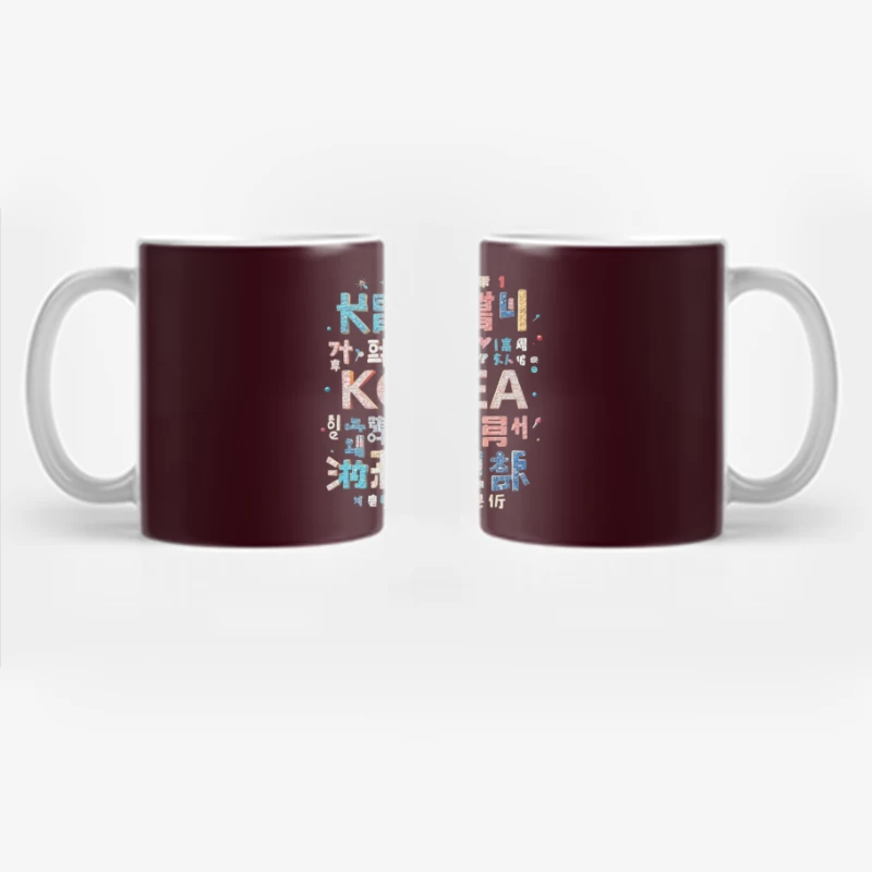 Artistic Korean Typography and Cultural Design Coffee Mug