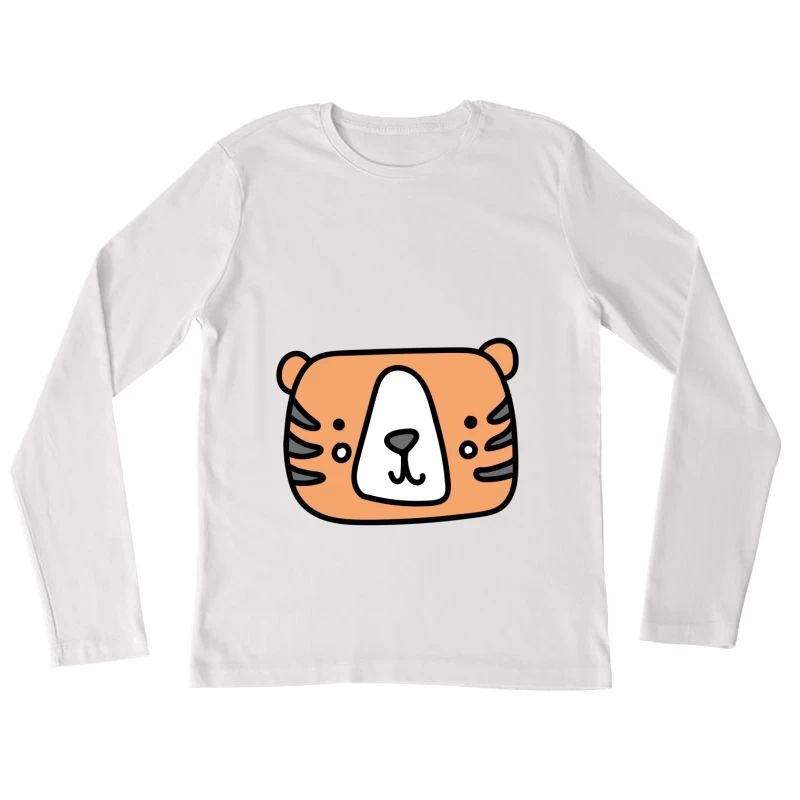 Visage de tigre dessiné, illustration mignonne Femme Manches Longues T-Shirt