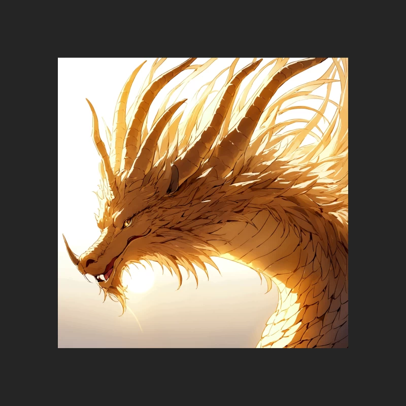 Fierce Golden Dragon: Mythical Fantasy Creature Illustration Female Pullover Sweatshirt