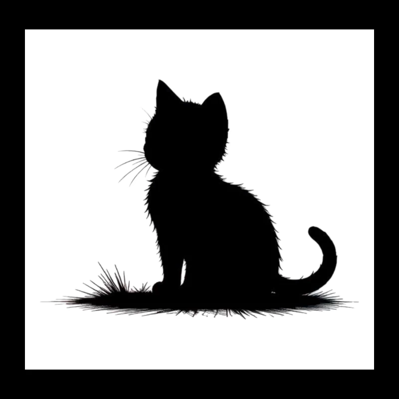 Minimalist Black Cat Silhouette Art Throw Pillow