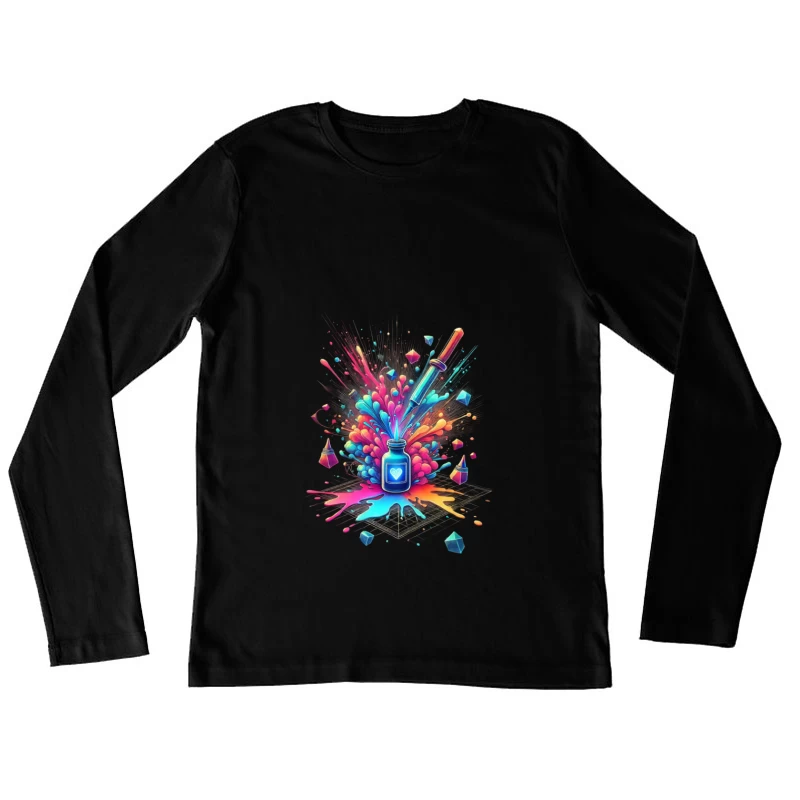 Magical Love Potion with Colorful Geometric Burst Female Long Sleeve T-Shirt