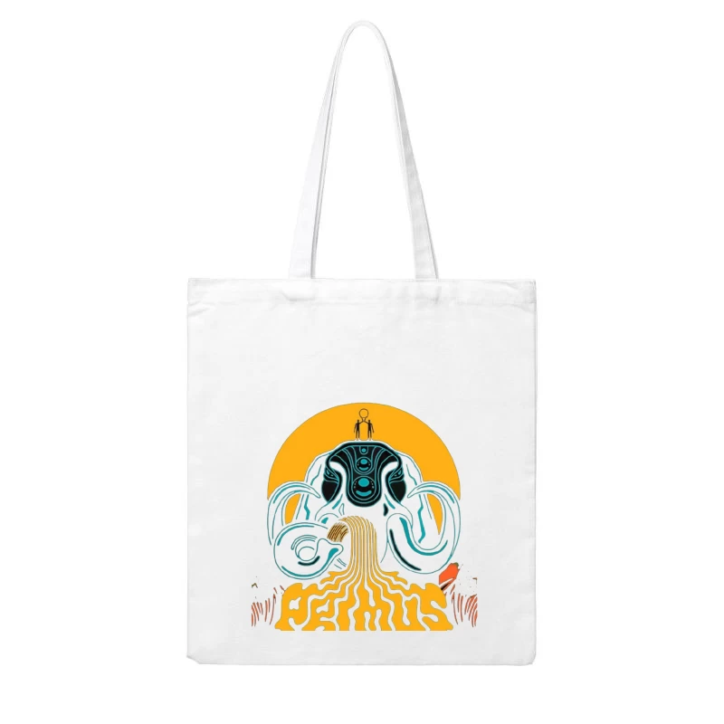 Psychedelic Primus Concert Poster with Elephant Motif Cotton Tote Bag