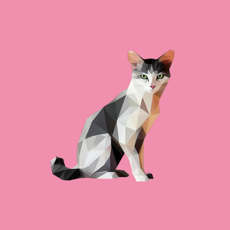 cat geometric low poly digital art animal illustration pet abstrac Female T-Shirt