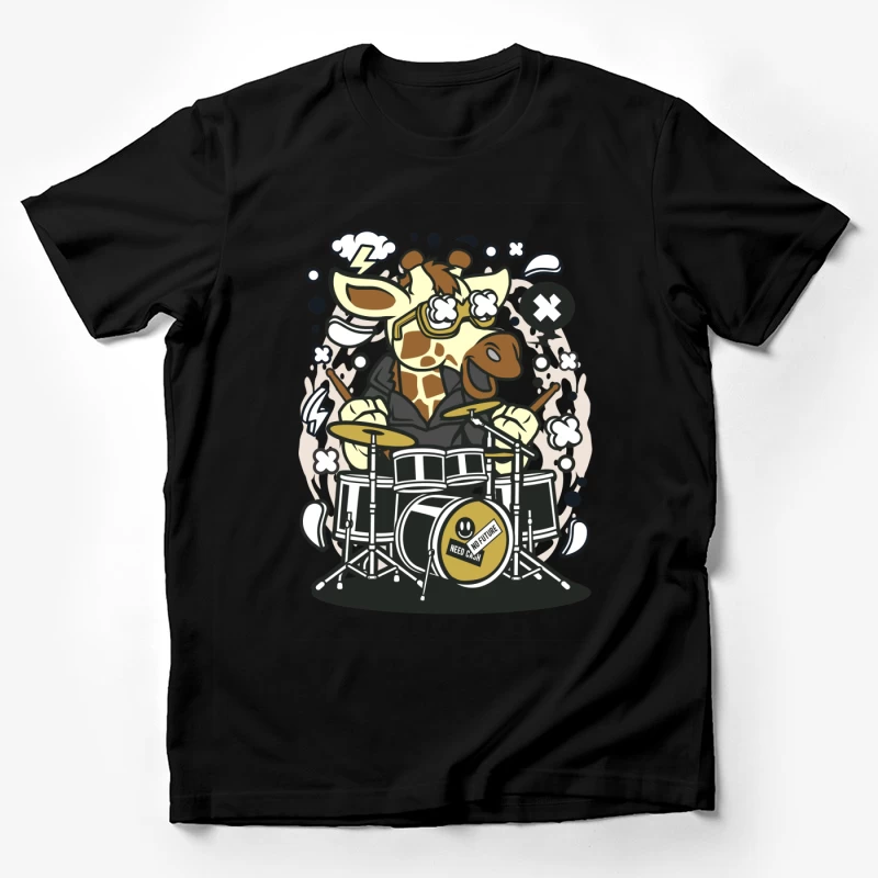 Girafe rockstar jouant de la batterie Homme T-Shirt
