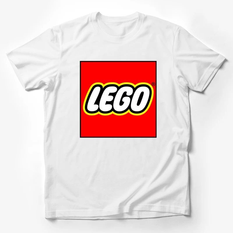 Classic LEGO Logo with Red Background and Yellow Border Male T-Shirt