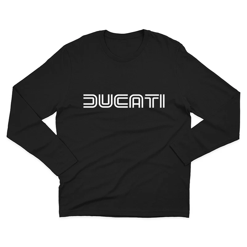 Minimalist Ducati Logo Design in White Male Long Sleeve T-Shirt