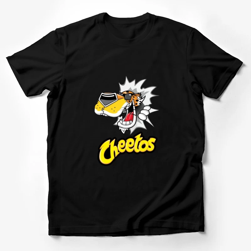 Cheetos-Logo mit lustigem Gepardenmaskottchen Herren T-Shirt