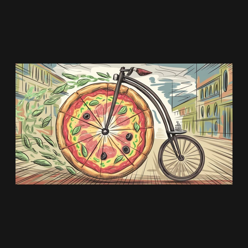 Surreal Pizza Bicycle: A Creative Culinary Ride Through City Streets Desk Mat