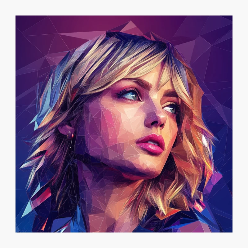 Vibrant Polygonal Portrait: Modern Pop Art Fusion Pin