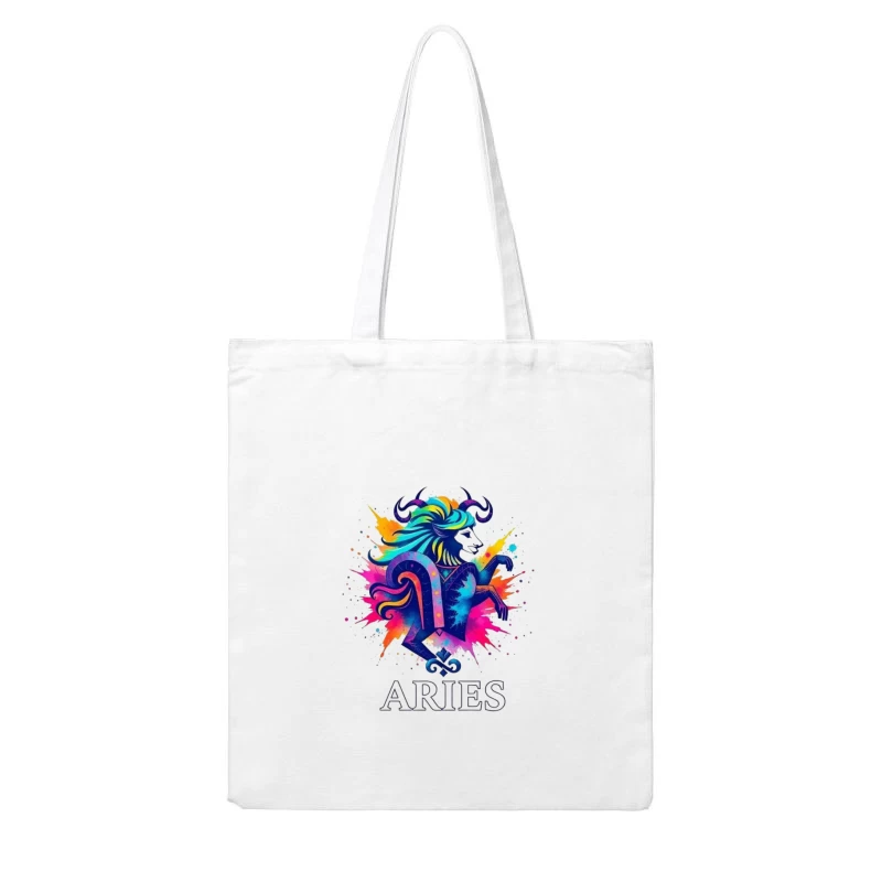 Colorful Aries Zodiac Illustration Cotton Tote Bag