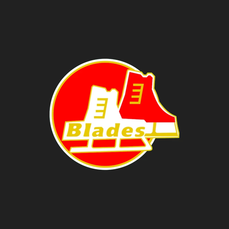 Circular Red and Yellow Ice Skate Blades Logo Bucket Hat