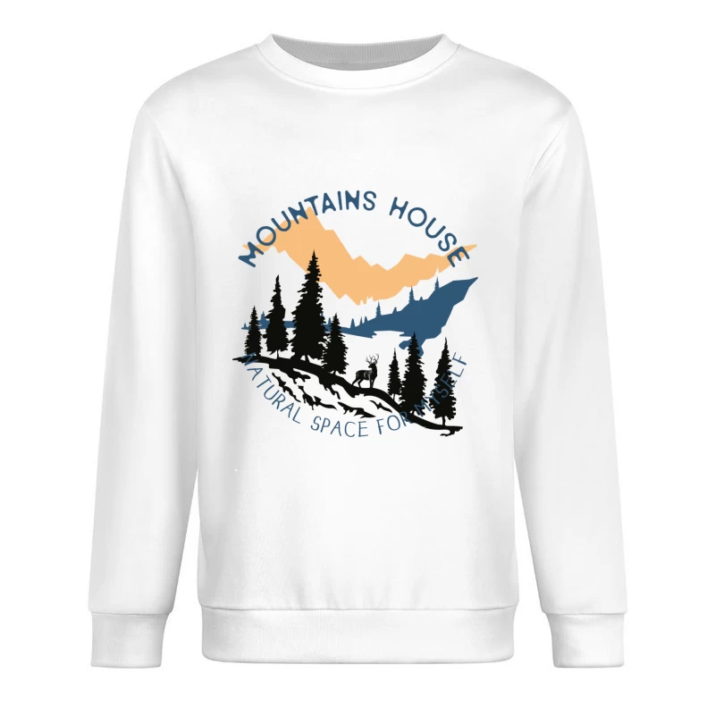 Berglandschaft mit Tier und Sonnenuntergang Herren Pullover Sweatshirt