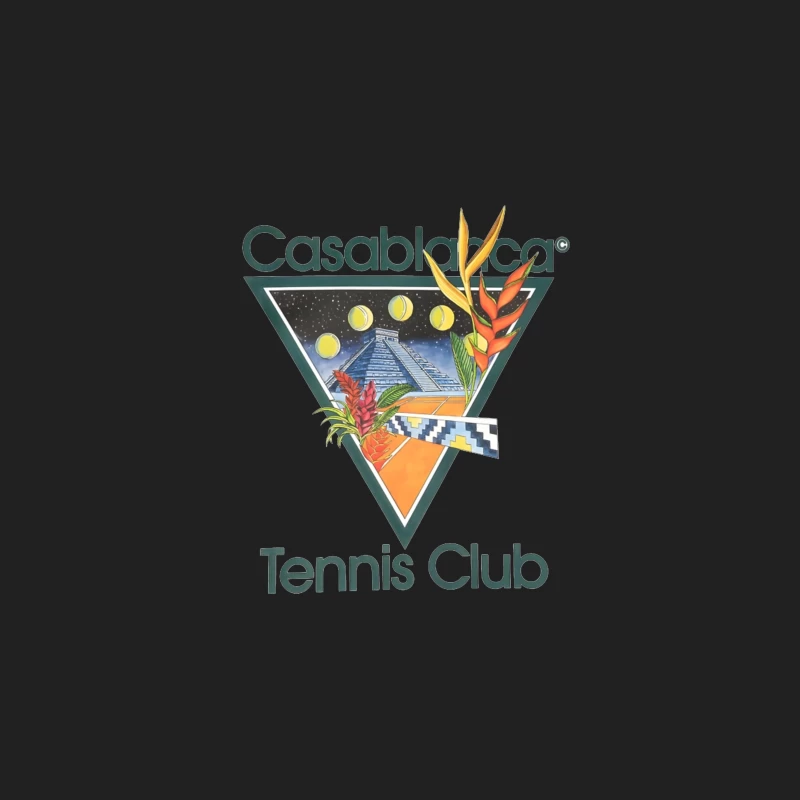 Casablanca Tennis Club Tropical Retro Logo with Mayan Motif Bucket Hat