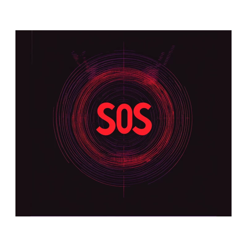 Digital SOS: Abstract Emergency Signal in Red Circles Tapestry