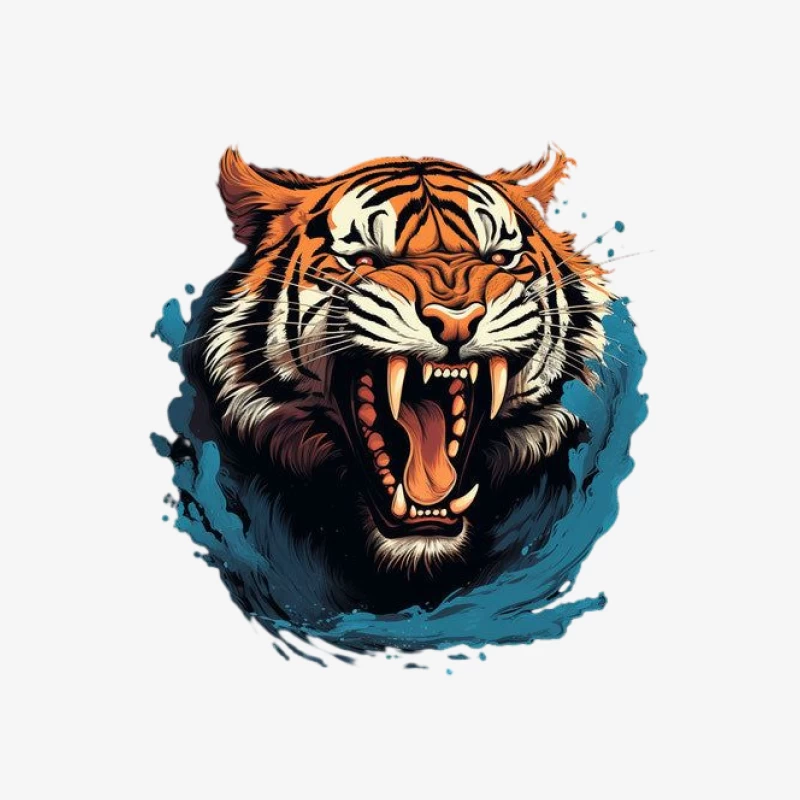 Wütender Tiger Illustration Herren Pullover Sweatshirt