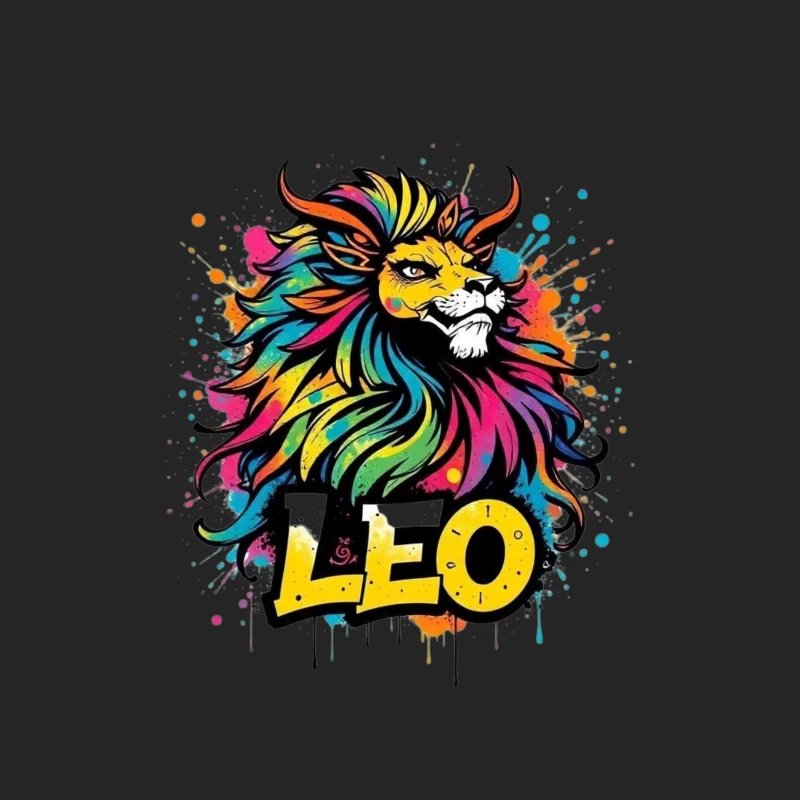 Colorful Leo Zodiac Lion Art Male Pullover Sweatshirt