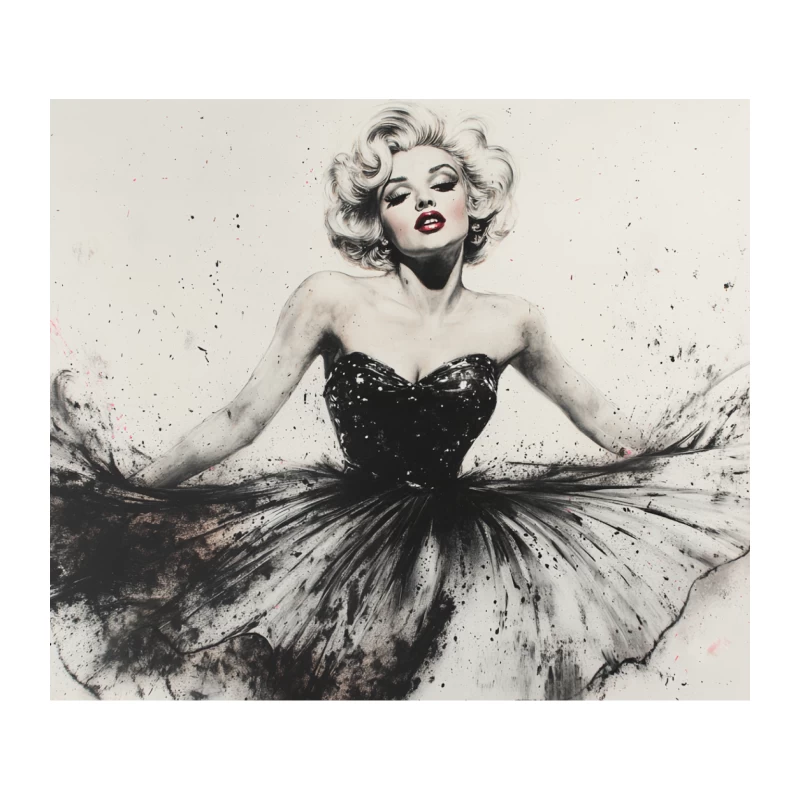 Iconic Vintage Glamour: Marilyn Monroe in Black Dress Tapestry
