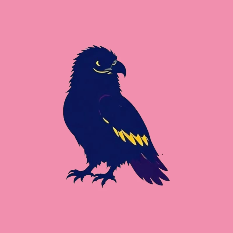 Stylized Navy Blue Raven Mascot Illustration Female T-Shirt