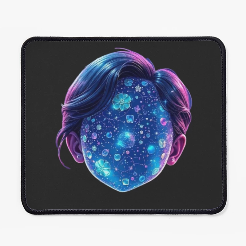 Ethereal Cosmic Portrait with Galaxy-Patterned Face Mouse Pad