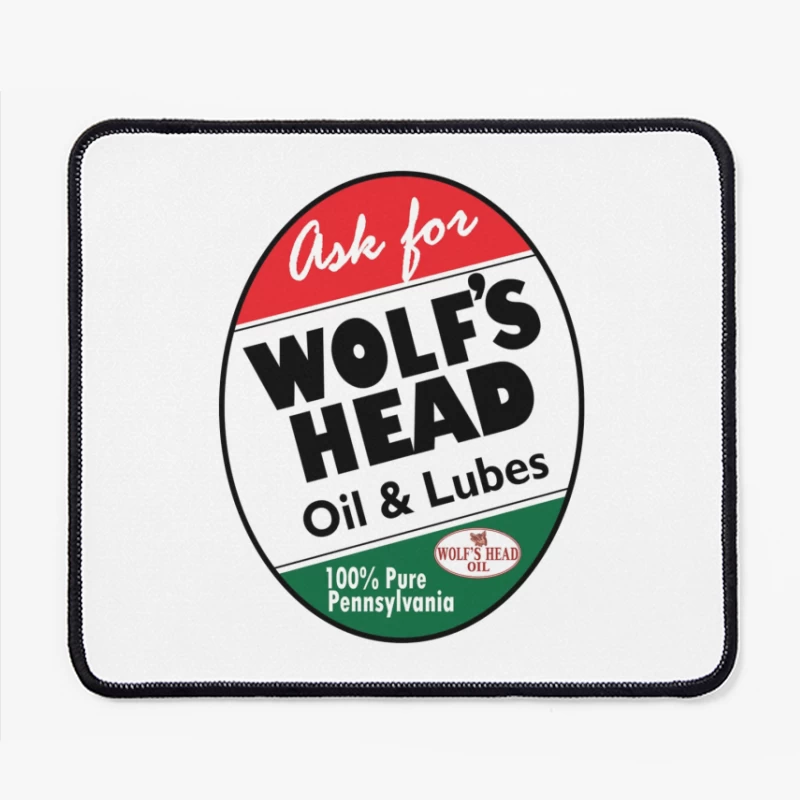 Vintage Wolf's Head Pennsylvania Motor Oil and Lubricants Advertisement Sign Mouse Pad