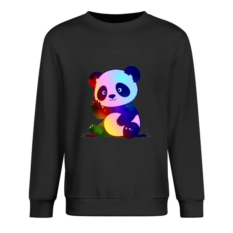 Cute Rainbow Gradient Panda Cartoon Illustration Male Pullover Sweatshirt