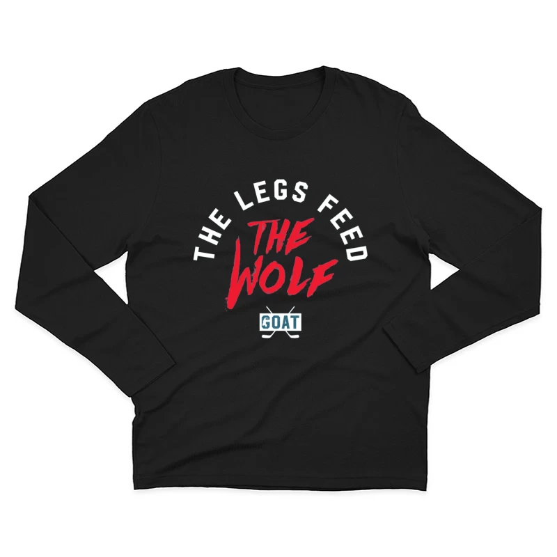 The Wolf and Goat Text Design with Minimalist Typography Male Long Sleeve T-Shirt