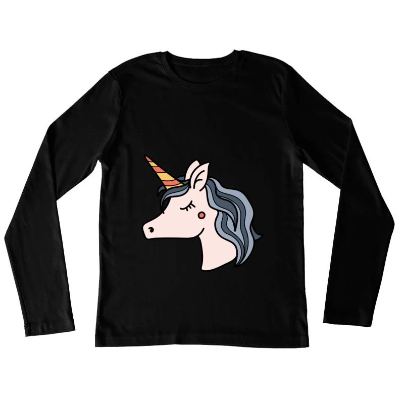 Illustration de Licorne avec Crinière Colorée Femme Manches Longues T-Shirt