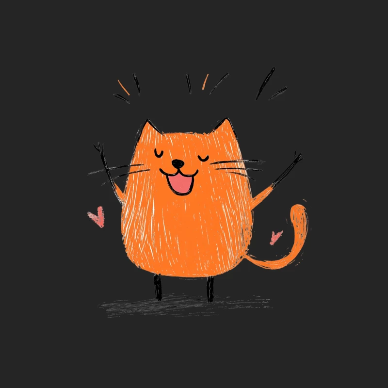 Cheerful Orange Cartoon Cat: A Cute and Simple Illustration Female Pullover Sweatshirt