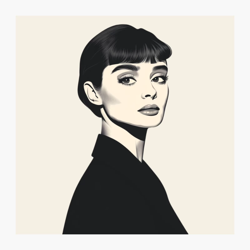 Classic Elegance: Iconic Retro Portrait in Black and White Pin