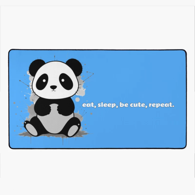 Cute Panda Illustration Desk Mat
