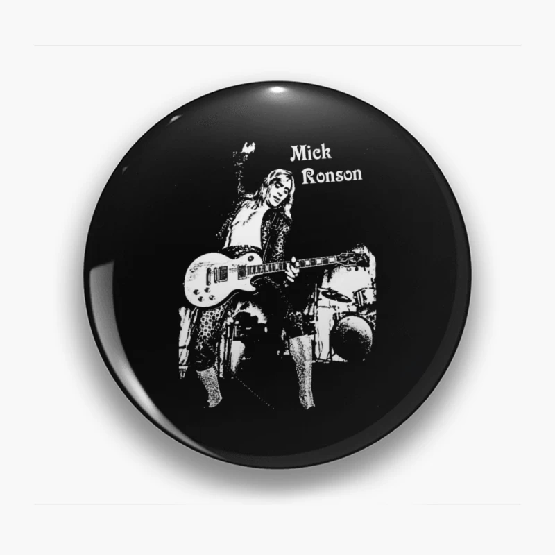 Black and White Sketch of Rock Musician with Electric Guitar Pin