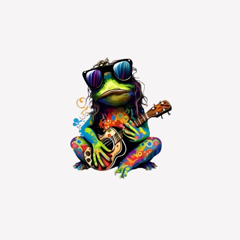 Bunter Frosch mit Gitarre Damen T-Shirt