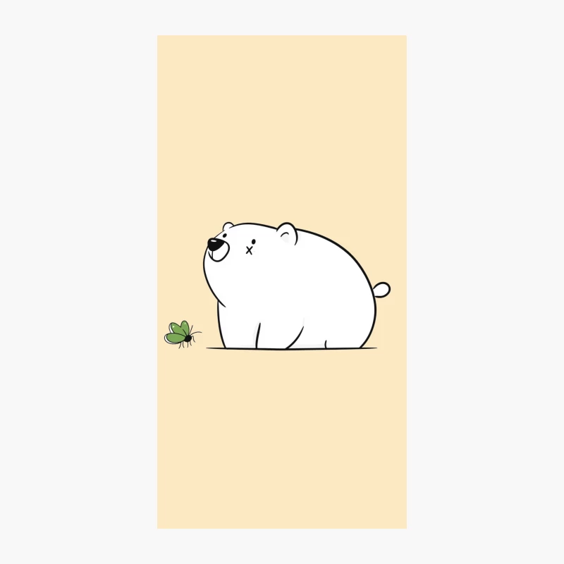 Cute Minimalist Bear Meeting Grasshopper iPhone Case