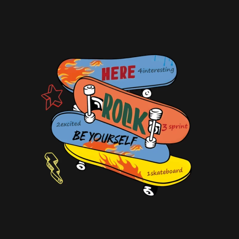 Skateboard-Design mit Flammen und Text Damen T-Shirt