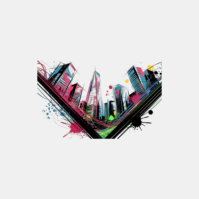 Vibrant Abstract Urban Cityscape with Colorful Graffiti Style Male Tank Top