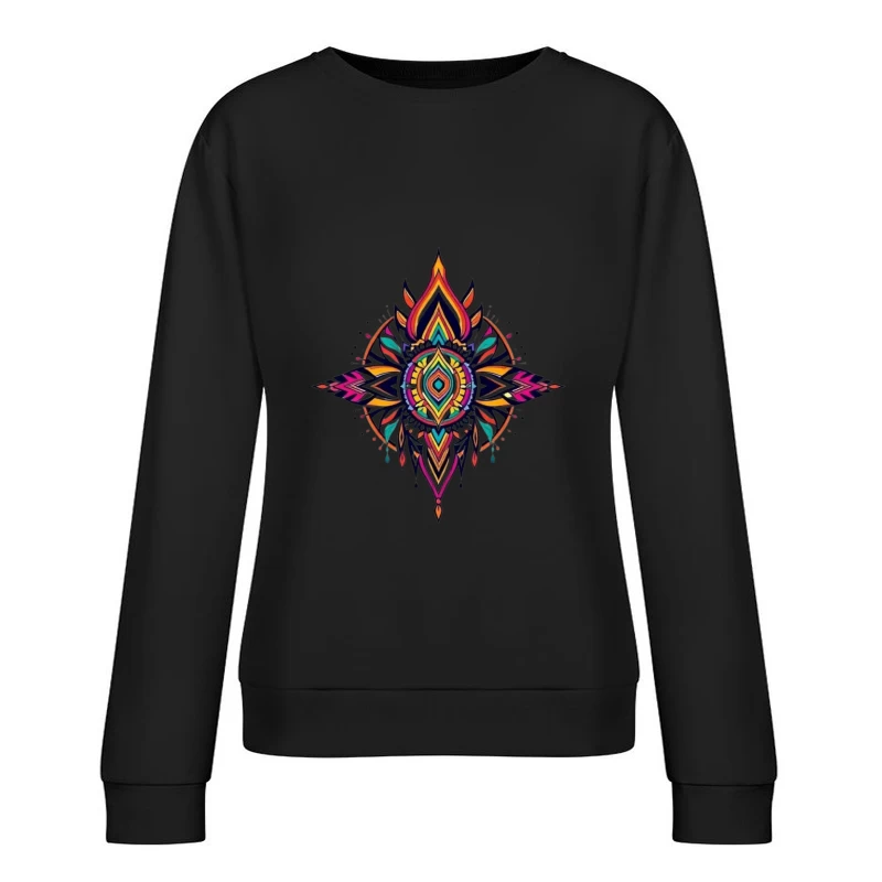 Vibrant Mandala Design Female Pullover Sweatshirt