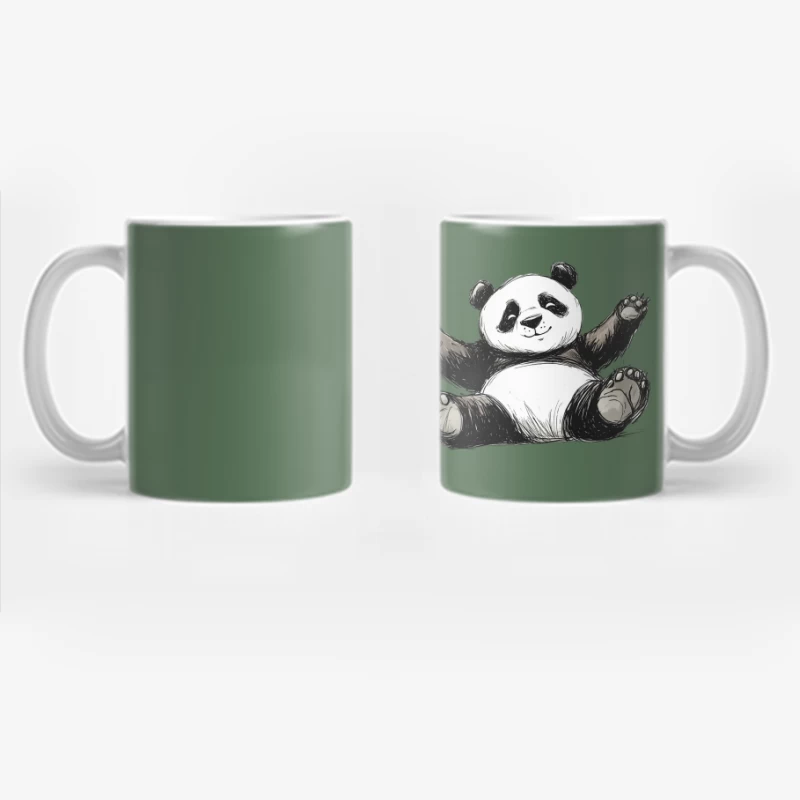 Cute Cartoon Panda Sketch Drawing Coffee Mug
