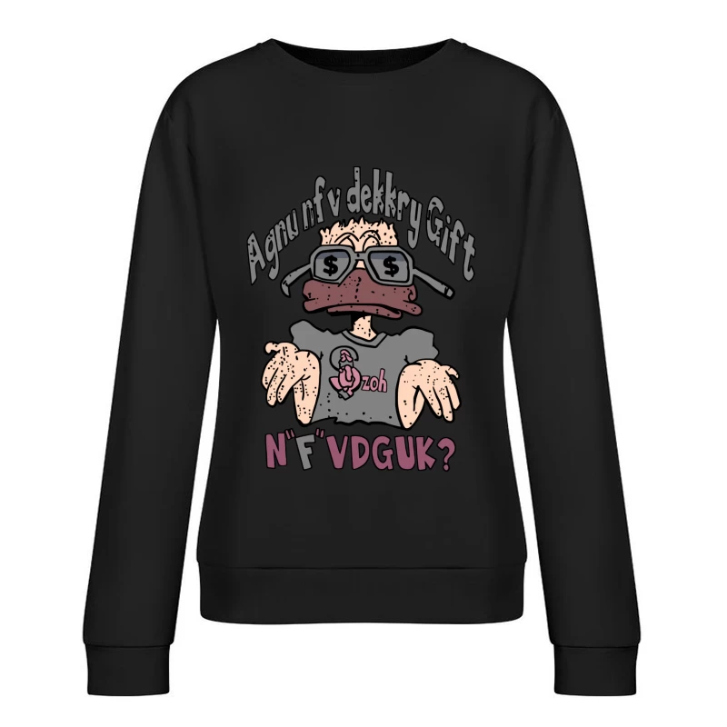 Surreale Karikatur mit Brille Damen Pullover Sweatshirt