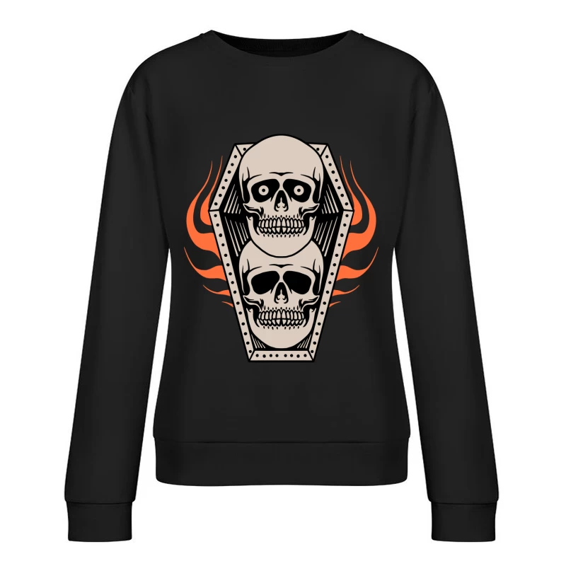 Skull Coffin Design Female Pullover Sweatshirt