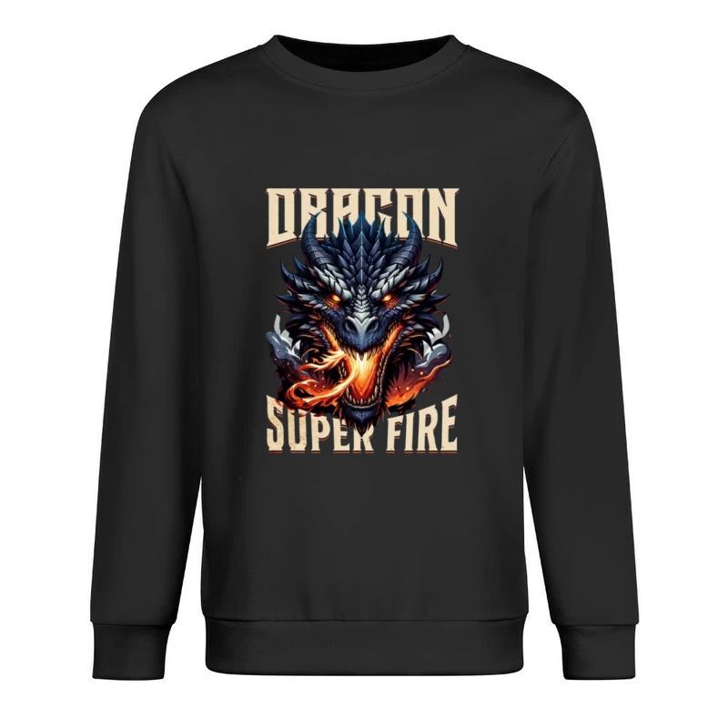 Menacing Dragon Head with Super Fire Flames Male Pullover Sweatshirt