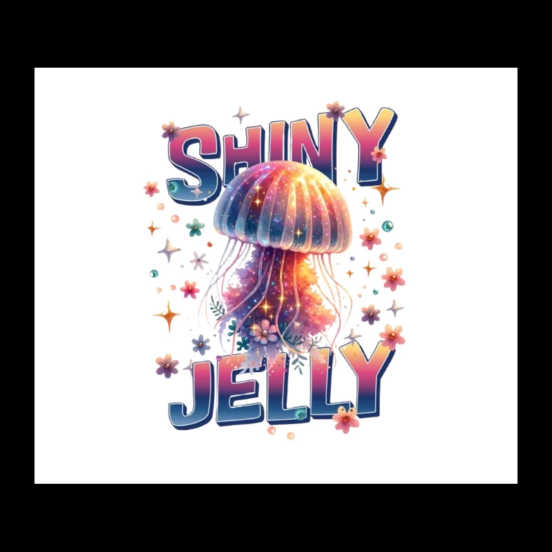 Shiny Jelly: Whimsical Watercolor Jellyfish Typography Art Tapestry