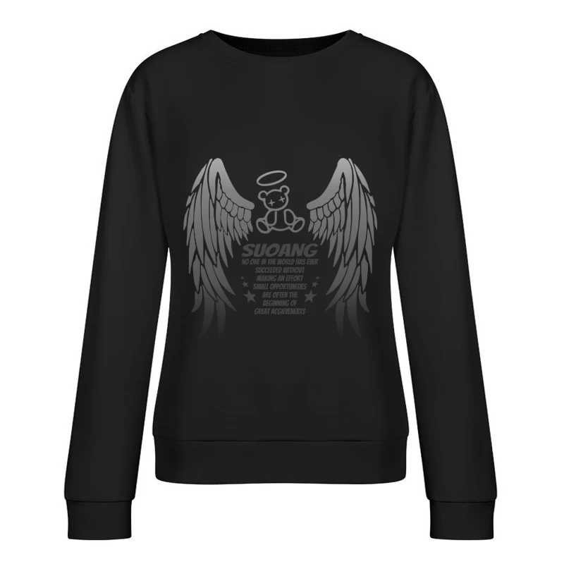 Design mit Engelsflügeln und Bär Damen Pullover Sweatshirt