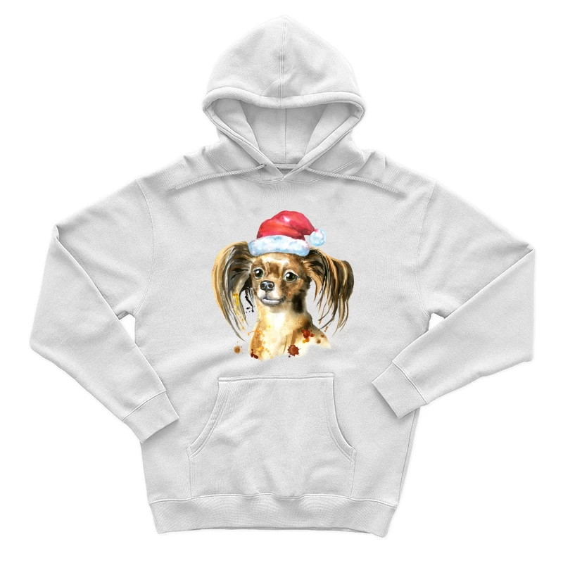 Chien avec chapeau de Noël en aquarelle Homme Sweat à capuche