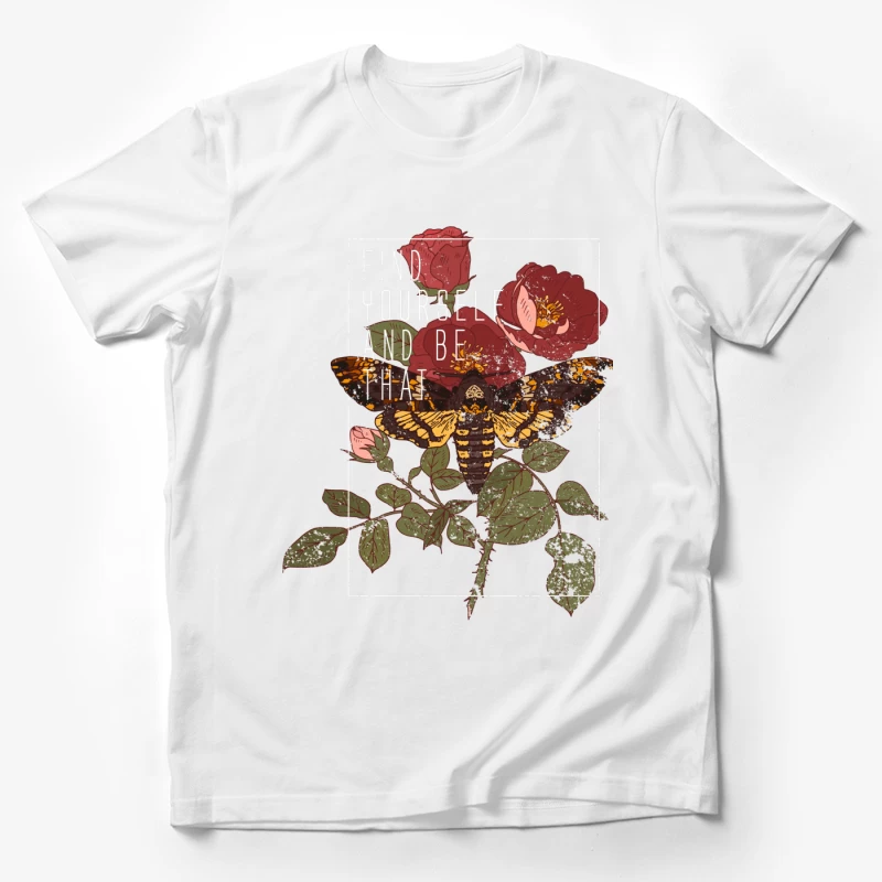 Papillon et Roses avec Citation Inspirante Homme T-Shirt