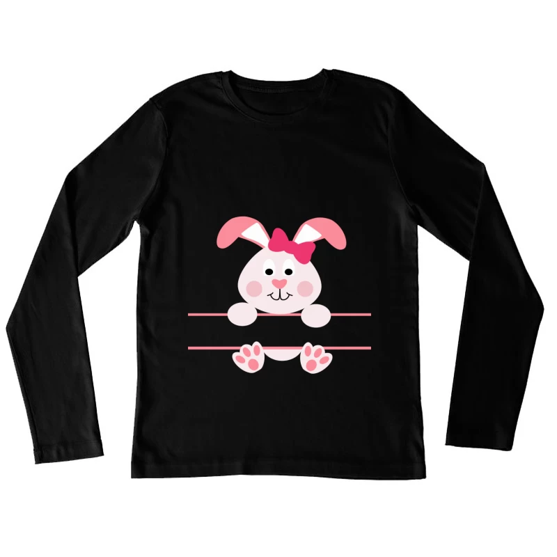 Lapin de Pâques avec nœud rose Femme Manches Longues T-Shirt