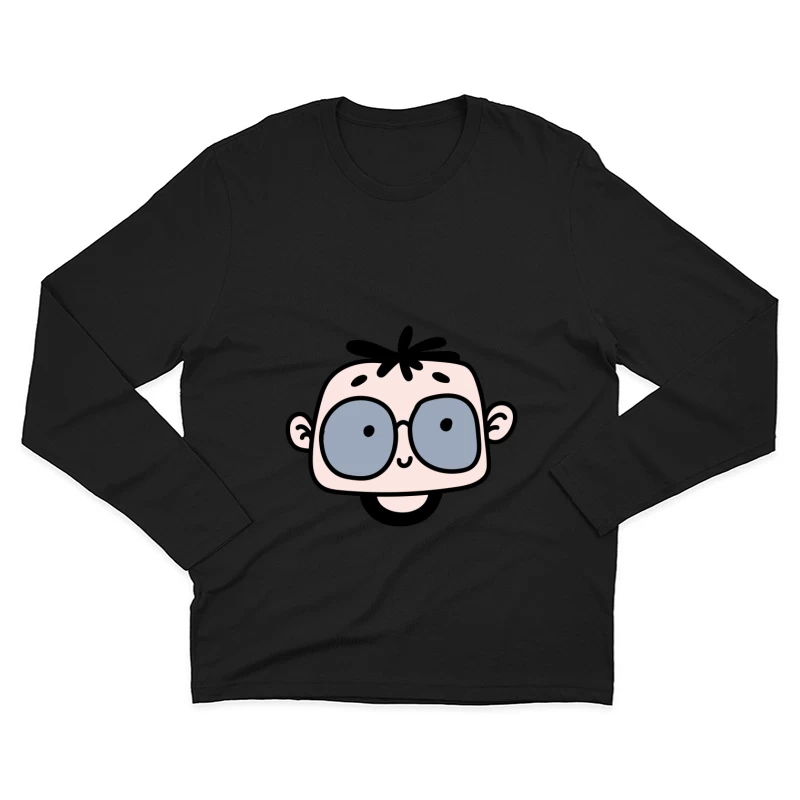 Illustration de personnage mignon avec lunettes Homme Manches Longues T-Shirt