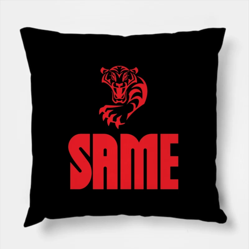 Red Tiger Sports Logo with SAME Text Throw Pillow