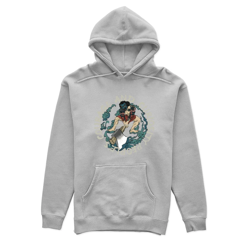Kriegerdesign mit Axt und Schriftzug Damen Pullover Hoodie